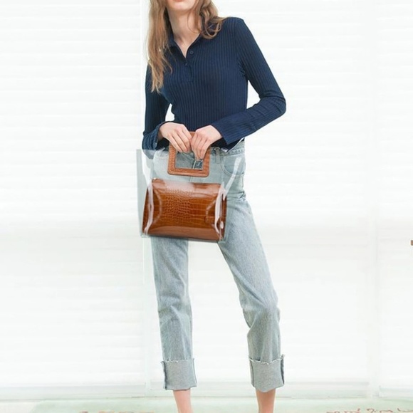 2 n 1 Clear Tote Bag with Croc Effect - Picture 7 of 8